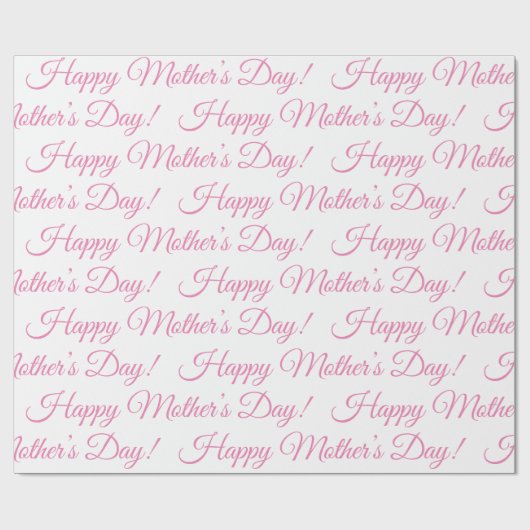 Roze Happy Moeder Day Script Holiday Cadeaupapier (Vlak)