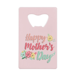 roze Happy Moederdag Kredietkaart Flessenopener