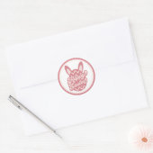Roze Happy Paaster Bunny Ronde Sticker (Envelop)
