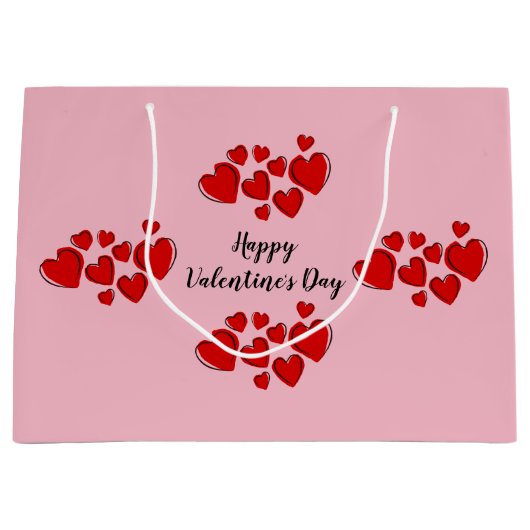 Roze Happy Valentijnsdag Groot Cadeauzakje (Voorkant)