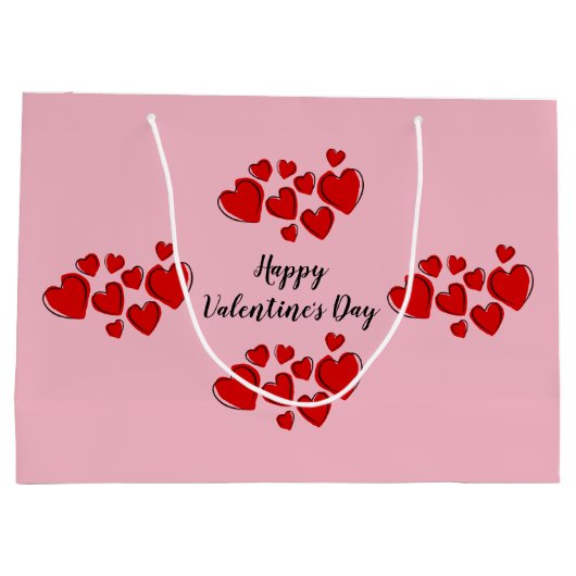 Roze Happy Valentijnsdag Groot Cadeauzakje (Achterkant)