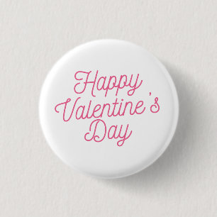 Roze Happy Valentijnsdag Pin-Button Ronde Button 3,2 Cm