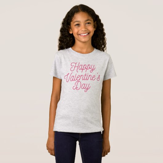 Roze Happy Valentijnsdag | Shirt Jersey (Voorkant volledig)