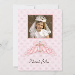 Roze Harde Religieuze Fotokaart Bedankkaart