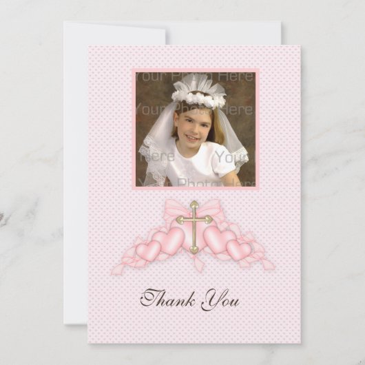 Roze Harde Religieuze Fotokaart Bedankkaart (Voorkant)