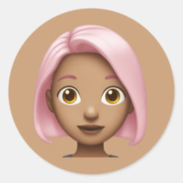 Roze-harige Avatar Emoji Ronde Sticker
