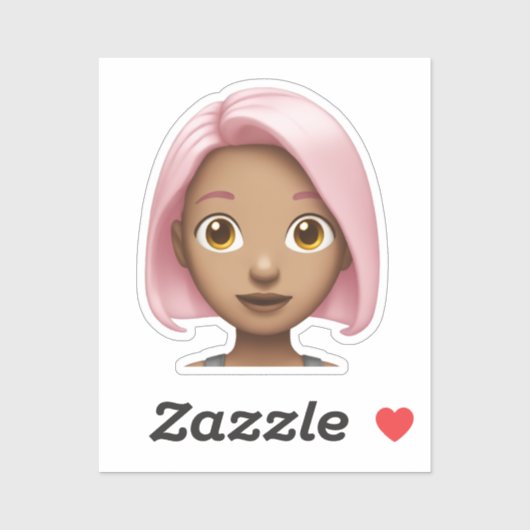 Roze-harige Avatar Emoji Sticker (Vel)