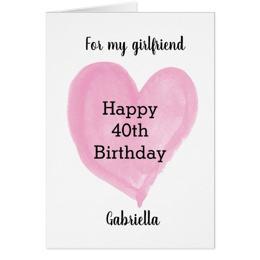 Roze hart 40e geboortedag Vriendin (Voorkant)