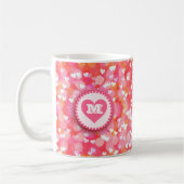  roze hart Aangepast tekstmonogram Koffiemok (Links)