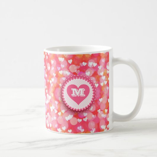  roze hart Aangepast tekstmonogram Koffiemok (Rechts)