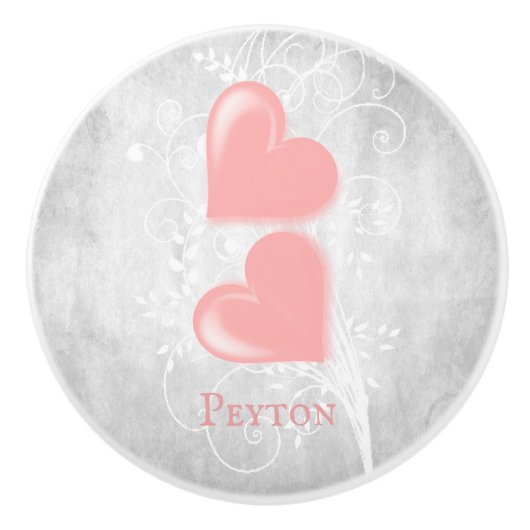 Roze hart Aangepaste keramische knop (Voorkant)