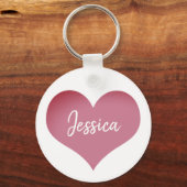 Roze hart Aangepaste naam Sleutelhanger (Achterkant)