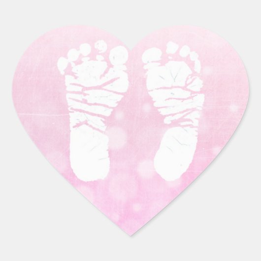 Roze Hart Baby Footprints Stickers (Voorkant)