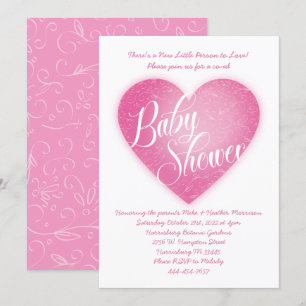 Roze Hart Baby shower Co-ed Vintage Kaart