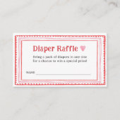 Roze Hart Baby shower Luier Raffle Tickets Informatiekaartje (Voorkant)