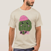 Roze Hart Beanie Cactus Love T-shirt (Voorkant)