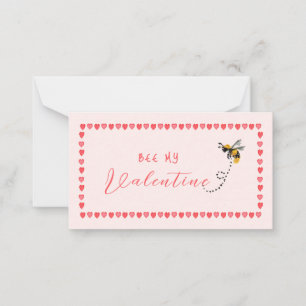 Roze hart Bee Mijn Mini Valentijn Notitiekaartje