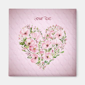 Roze Hart Bloem Magneet (Voorkant)