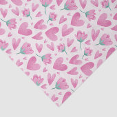 Roze Hart Bloem Patroon Cute Valentijnsdag Tissuepapier (Detail)