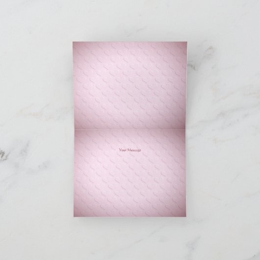 Roze Hart Bloemen Dank u kaart (Binnen)