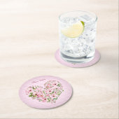 Roze Hart Bloemen Papier Onderzetter (Insitu)