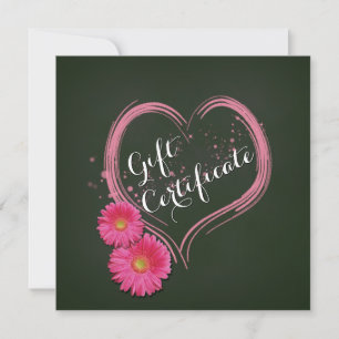 Roze Hart Bloemen Valentijnsdag Cadeaubon