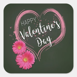 Roze Hart Bloemen Valentijnsdag - Sticker