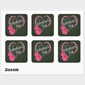Roze Hart Bloemen Valentijnsdag - Sticker (Vel)
