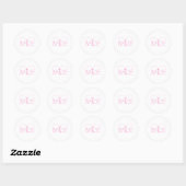 Roze Hart Bruid Ronde Sticker (Vel)