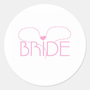 Roze Hart Bruid Ronde Sticker