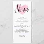 Roze hart bruiloft menu. Romantisch modern diner Menu (Voorkant)