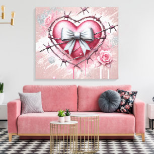 Roze Hart Canvas Afdruk
