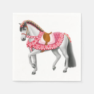 Roze Hart Carrousel Paardenservetten Servet