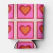 Roze Hart Checkerboard Retro Controles Blikjeskoeler (Voorkant)