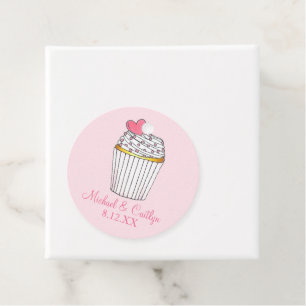 Roze Hart Cupcake Bruids Baby shower Bruiloft Bedankjes Labels