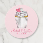 Roze Hart Cupcake Bruids Baby shower Bruiloft Bedankjes Labels (Voorkant)