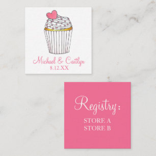 Roze Hart Cupcake Bruids Baby shower Bruiloft Informatiekaartje