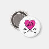 Roze Hart Cupido's Boogjes LOVE Magneet (Voorkant / Achterkant)