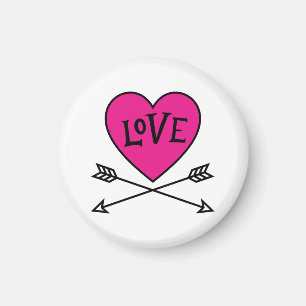 Roze Hart Cupido's Boogjes LOVE Magneet