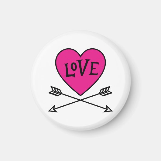 Roze Hart Cupido's Boogjes LOVE Magneet (Voorkant)