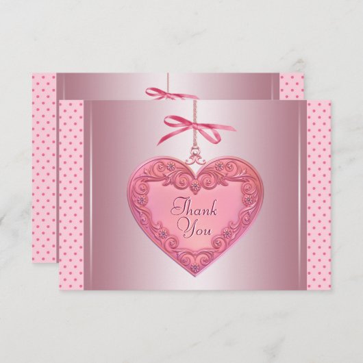 Roze Hart Dank u kaarten (Voorkant / Achterkant)