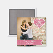 Roze Hart | De datum fotomagneet opslaan Magneet (Voorkant / Achterkant)