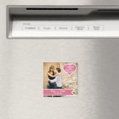 Roze Hart | De datum fotomagneet opslaan Magneet (Insitu (Vaatwasser))