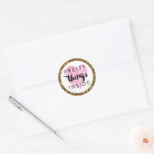 Roze Hart  Dingen Binnen - Mail Ronde Sticker (Envelop)