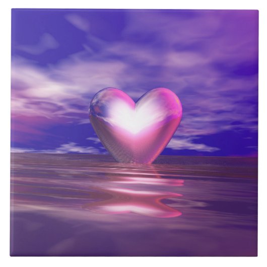 Roze hart drijvend tegeltje (Voorkant)