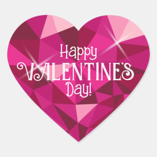 Roze Hart Edelsteen Valentijnsdag sticker