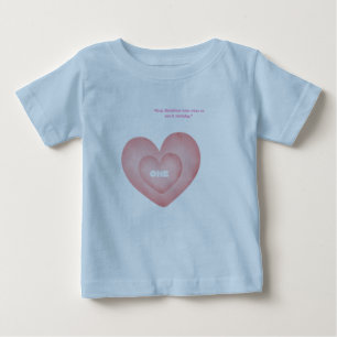 Roze hart "EEN" Eerste verjaardag baby T-shirt