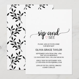 Roze hart   Eenvoudige zwarte kalligrafie Sip en Z Kaart