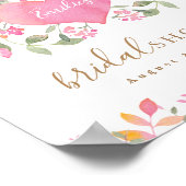 Roze Hart en Bloemen Bruidsfeest Welkom Poster (Hoek)