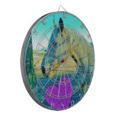Roze hart en gele paarden dartbord (Voorkant Links)